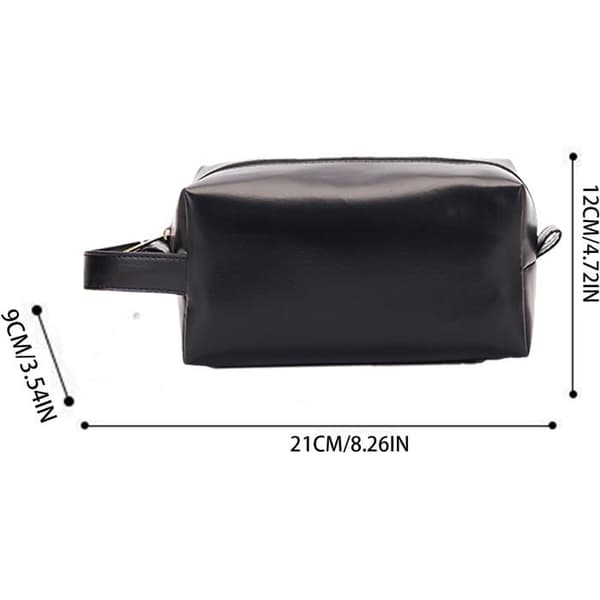 Retro læder toiletry organizer, vandtæt rejsetaske, bærbart og holdbart design til mænd og kvinder PZCC