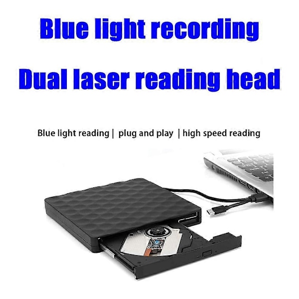 USB3.0 Ulkoinen Kannettava Blu-Ray-tallennin TYPE-C DVD-poltin Kannettava Blu-Ray-asema Tukee 3D 25G 50G