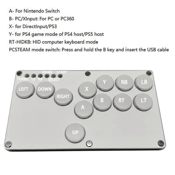 Flatbox Hitbox Arcade Fighting Game Encoder Controller Xinput/Dinput Mini Hitbox-konsoll for NS/PS3/