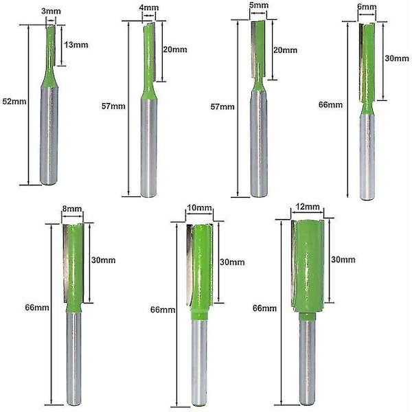 Straight Fræserbit, 7 stk. Tungsten Carbide Fræserbits 6mm Skaft Fræserbits Multifunktionel Fræser Tri Værktøj