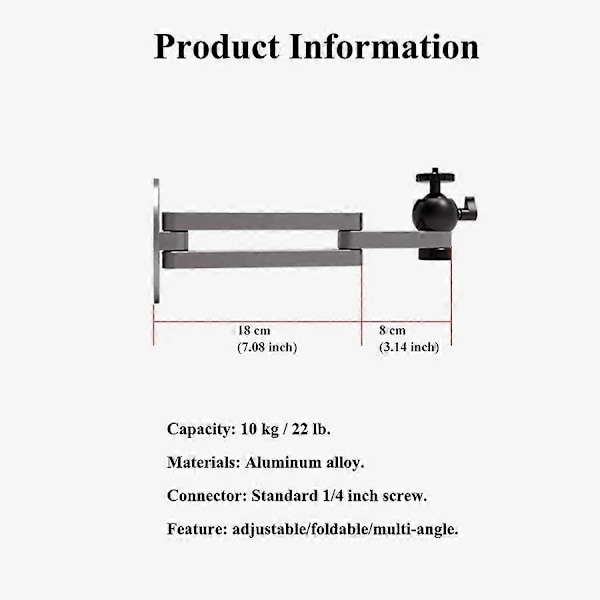 Projektor Väggfäste Stativ Aluminiumlegering Fäste för Universella 1/4 tums Skruvhålsartiklar XGIMI 10Kg Lastkapacitet