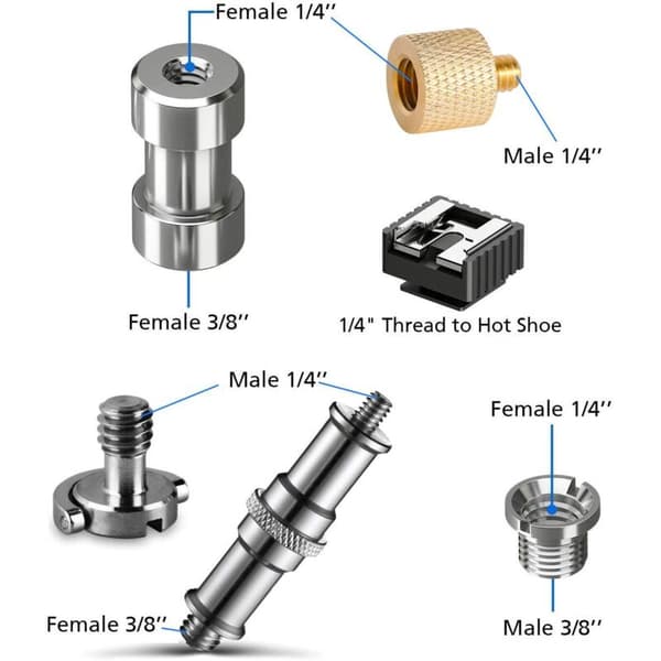 26 STK Kameraadapter 1/4\" til 3/8\" Konverter til Stativ. Monopoder. Kuglehoveder. Blitzlys. DSLR-kameraer. Beslag og Lamper