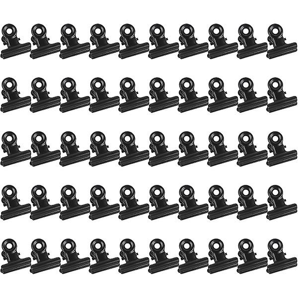 50 stk. Hængslede Metalclips Stærke Fjer Sort Bulldog Clip 22mm Metalclips Små Papirclips Til Filer Madposer Foto