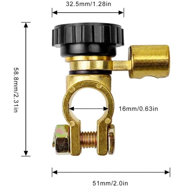 12V Batteriafbryder. Terminalforbindelsesafbryder. 12V Batteripoler til Bil Lastbil Båd Køretøj 15-17mm