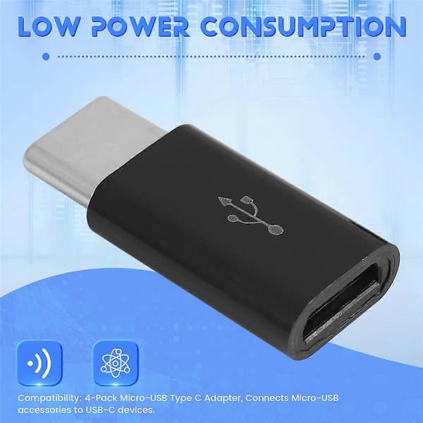 Micro-USB till USB C-adapter, Mini till Type-C laddningsadapter, USB Type C-adapter konverteringskontakt