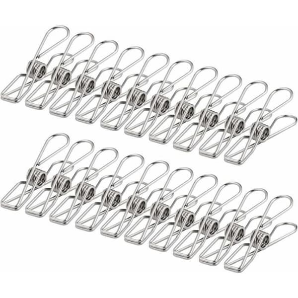 Klesklyper i rustfritt stål, 100 stk, 60 mm, uknuselige, holdbare, rustfrie (6 cm)