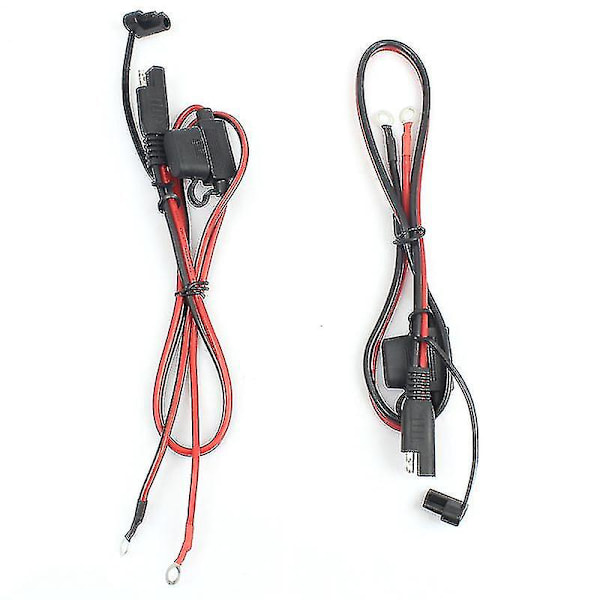 2pcs Motorcycle Battery Charger Sae Charging Cable Sae Quick Disconnect Plug To 12v Ring Terminal