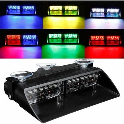 Bil/tilhenger blinkende varsellys, 12 LED, 12V, 36W, 18 blitsmoduser, frontrutemontering, 22 x 8 x 4.5cm, PZCC
