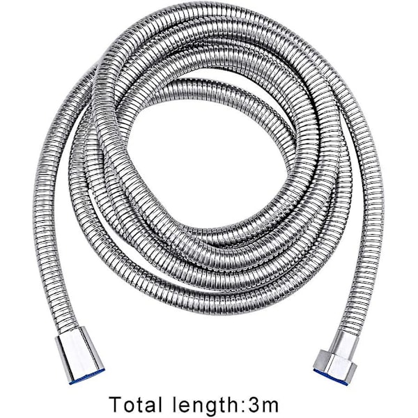 Heilwiy Extra Lång Duschsslang i Rostfritt Stål - 3m Ersättningsrör För Duschar