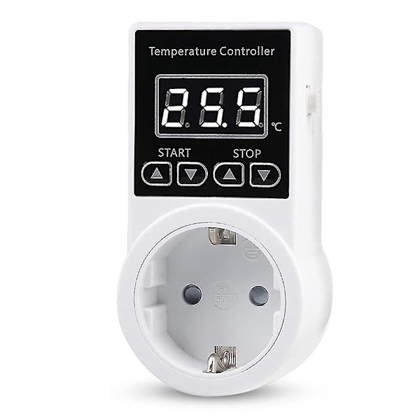 1 stk Termostat Stikkontakt med Sensor, Digital Temperaturstyring Stikkontakt, Vandafvisende Temperatur