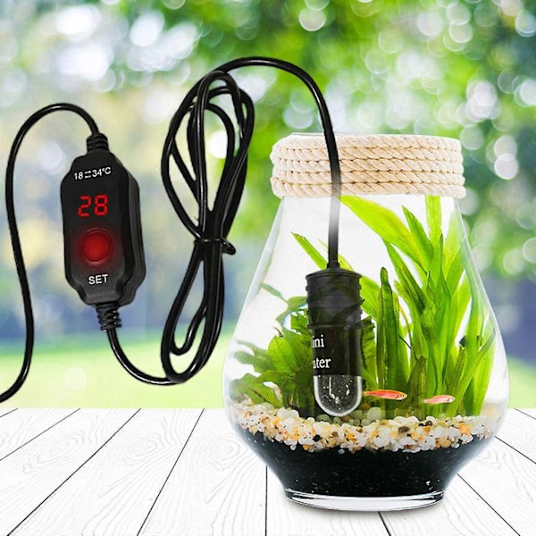 Justerbar 10W Mini Akvariumvarmer Neddykbar Fiske Tank Varmer Med Digital Display Termostat For 1-3 Gallons Vann Tank zy