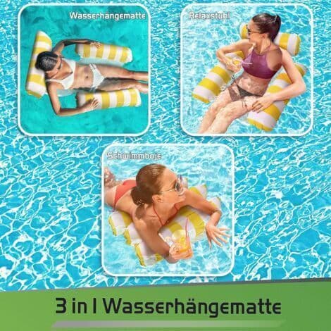 Oppustelig poolstol med ryglæn og armlæn. Optimal komfort til afslapning