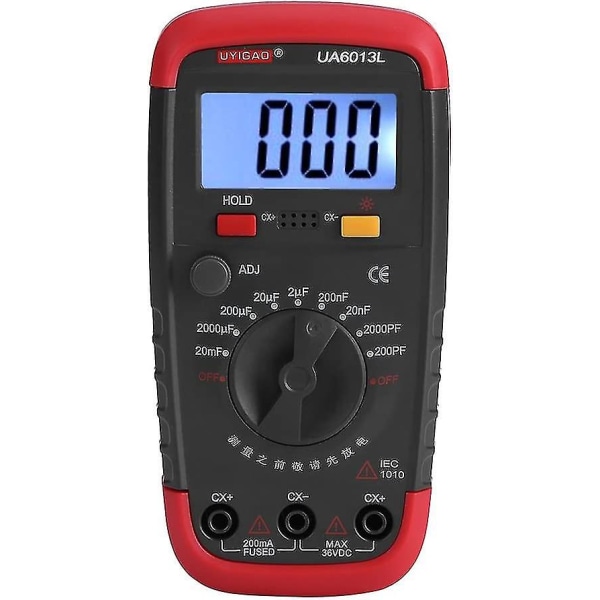 Digital kapacitansmätare, kondensatorprovare 0,1pf - 20000uf med LCD-bakgrundsbelysning Max 1999-display