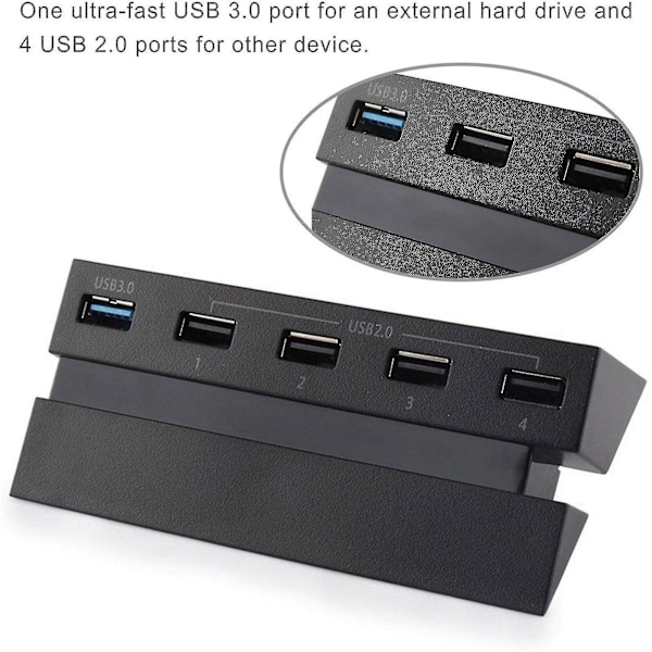 5 Portars USB-hubb för PS4 Höghastighetsladdare Kontroller Splitter Expansionsadapter H