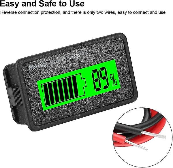 12-48v Universal Batterikapasitetsindikator Batteristrømvisningstester Voltmeter (grønn)