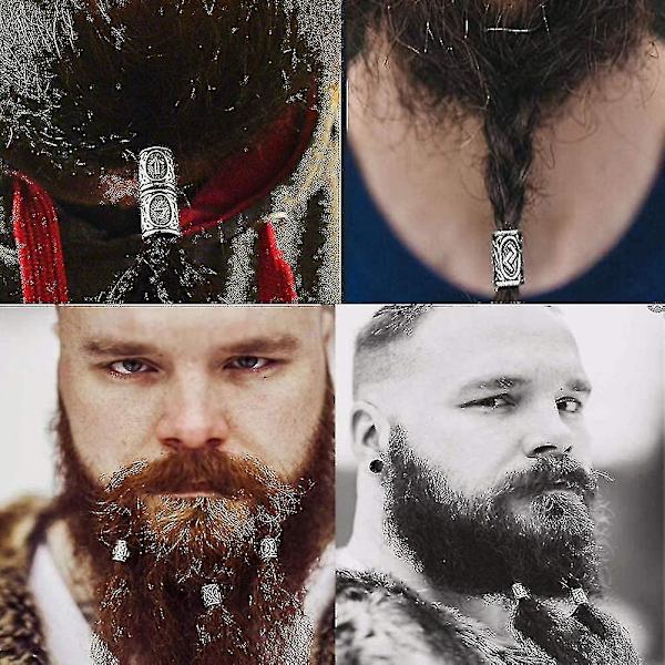 Kryp   80 Runpärlor Set Med 300 Gummiband, Viking Skäggpärlor, Antik Diy Hår Och Skäggpärlor, Nordiska Hår Smycken, Flätad Armband, Hänge
