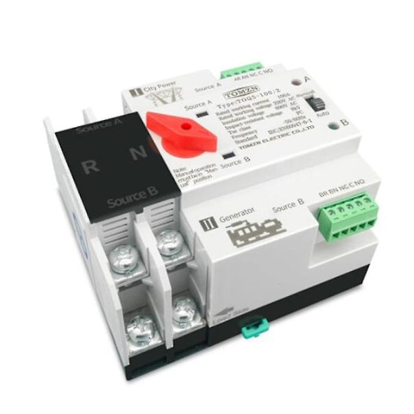 Din-skena 2p Ats Dubbel Ström Automatisk Transfer Switch Elektrisk 63a