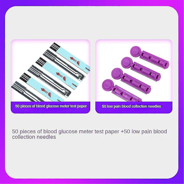 Hemoglobiinimitari Hemoglobiinitesteri Hemoglobiinitestisetti Glukoosmittari Verensokerin Mittaamiseen, 50 Testiliuskaa + 50 Neulaa