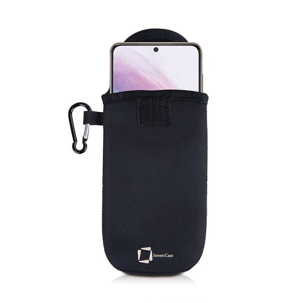 InventCase Neoprene Pouch Case Cover with Carabiner for Samsung Galaxy S21+/S21 Plus - Black