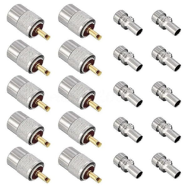 10-pack UHF/PL-259 lödkontakt med reducerare för RG8X, RG8, RG59, LMR-400, RG-213 koaxialkabel C