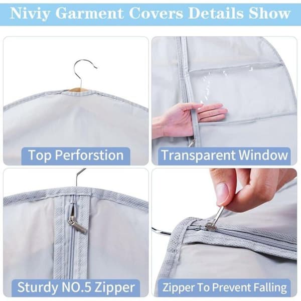 Klädöverdrag - LARGEIGHT - 5-pack - Transparent - 60 x 120 cm - Dammtät