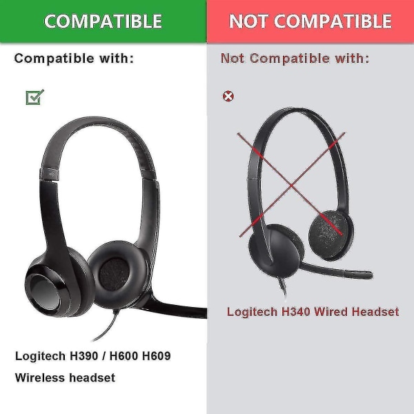 H390 H600 Ørepudeudskiftning Ørepude Kompatibel med Logitech H390 H600 H609 Trådløse Hovedtelefoner