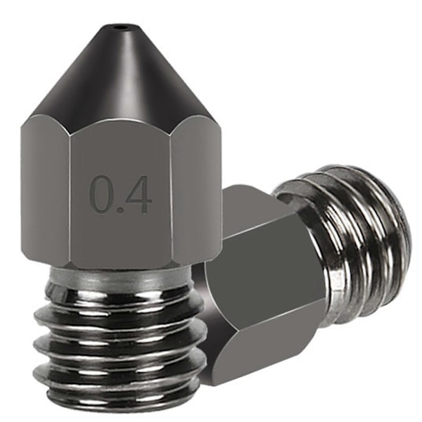 2 stk. 0,4 mm hærdet stål MK8 ekstruderdyser til 3D-printer CR-10 / Ender 3/5, Ender 3/V2 E
