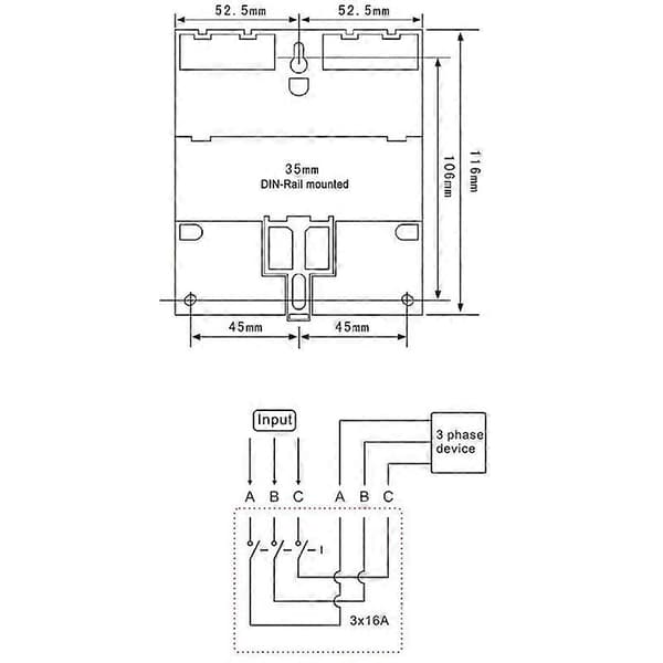 Trefaset 380V 415V TIMER Programmerbar Bryter med Bakgrunnsbelysning