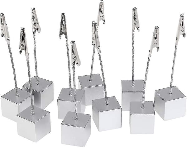 10 st memoklämmor med krokodilklämma för bilder, kort, papper (silver)