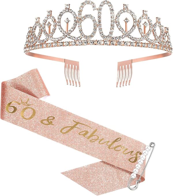 Kvindes 60-års fødselsdag Elegant Bælte og Tiara