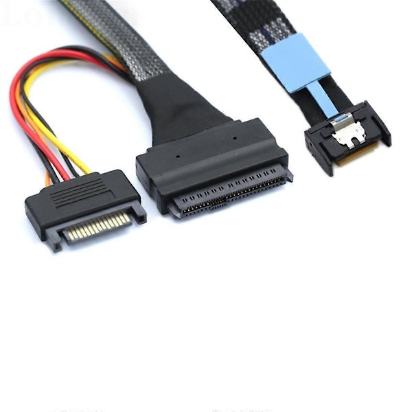 Gen5 MCIO Slimline SFF-8654 4I till SAS 8639 U.2 Adapterkabel + 15P SATA Strömkabel Konverteringssladd C