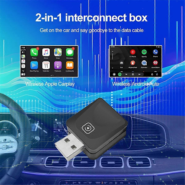 Mini CarPlay Trådlös Adapter Bil Play Dongle Bluetooth WiFi Snabbanslutning Plug & Play för Trådbunden CarPlay Bil B