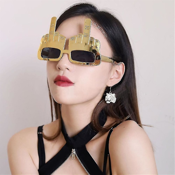 Unisex Mellemfinger Novelty Solbriller Kvinder Mænd Sjove Briller Øjenbryn Party Foto Shoot Prop