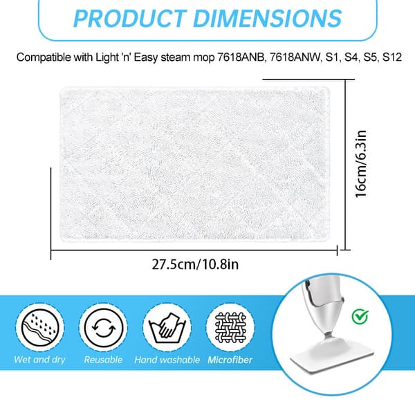 Velegnet til LIGHT 'N' EASY S3101/S7326/S7338/S7339 mikrofiberklude til damprensere - 3-pak