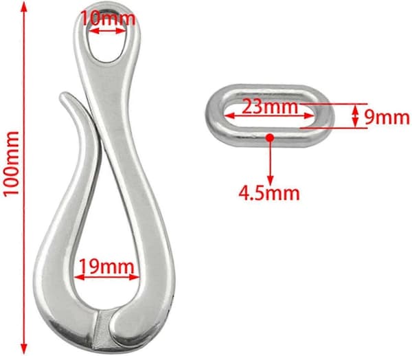 100mm Pelican Hook And Eye W/ Quick Release Link Rustfritt Stål 316 Marine Båt