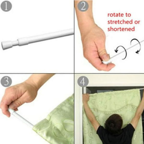 Kort infällbar gardinstång - 55~90cm, vit, maximal belastning 2kg, 1 st.