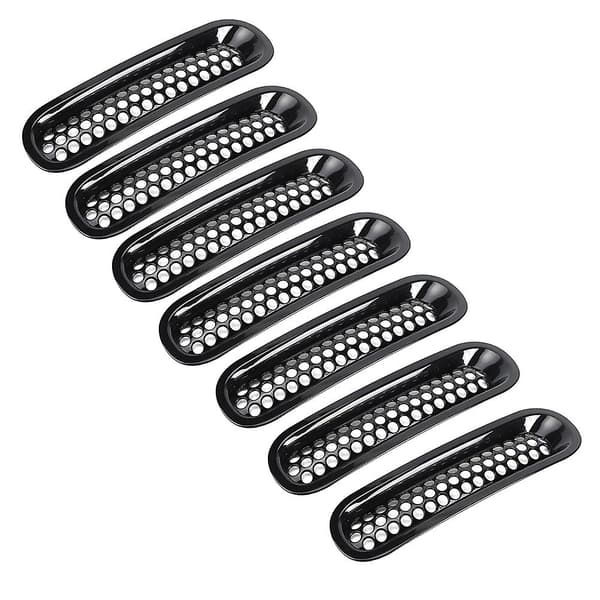 Forreste Bumper Sort Mesh Grill til Jeep Wrangler JK 2007 til 2017 - Sæt med 7 Dele
