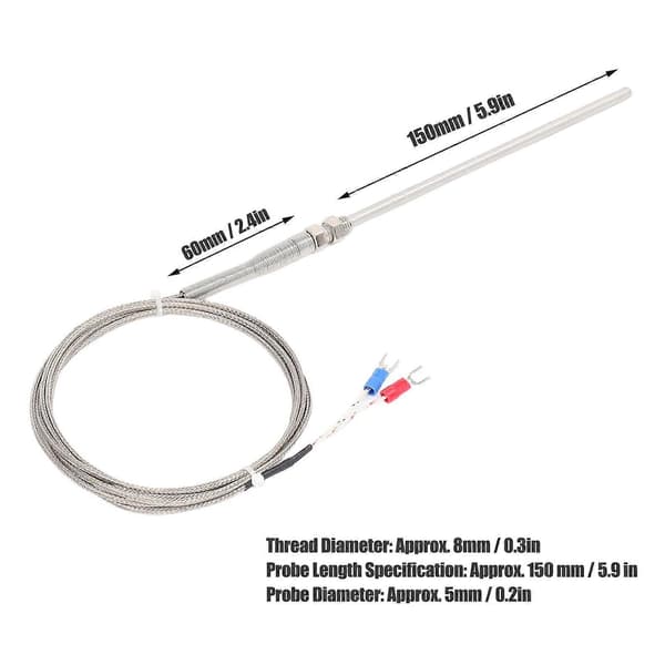 Högkvalitativ Termoelement K-typ sond 150mm skärmad temperaturmätning