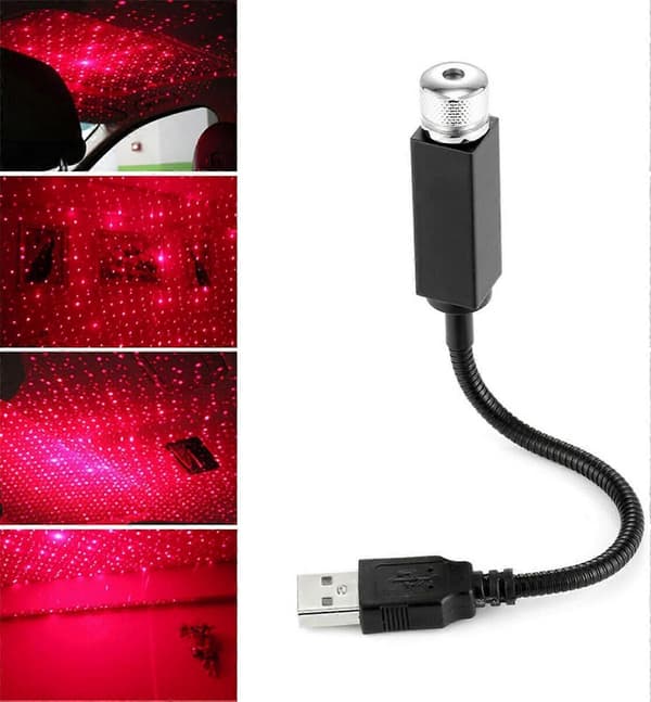 Mini LED-projeksjonslampe Stjernenatt USB-plugglys, laserlys, stjernelys