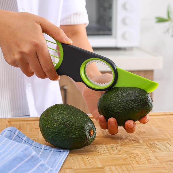 Multifunksjonell fruktkutter, kiwi- og avokadokutter, kjernedrill, kutter, avokadokniv, tre i en