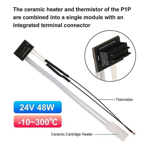 Termistor Keramik för P1P P1S 24V 48W Värmeelement för 3D-utskrift Termistor Hotend