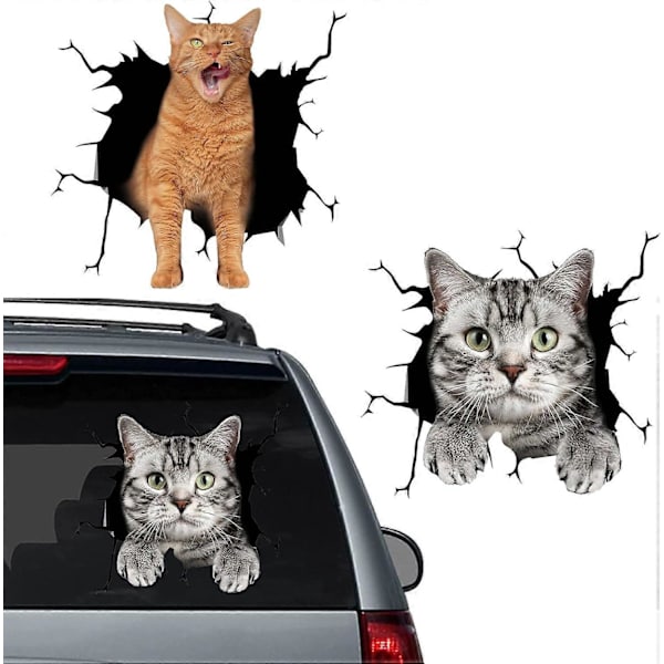 Bilkatt Dekal Sprekk Kjæledyr Klistremerker Vindu Klynger Vinyl 2 STK Amerikansk Katt Morsom Dyre Auto Statisk Klistremerke DIY Gaver til Bil Lastebil Hjem Dekorasjon