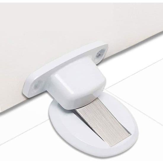 Magnetisk dörrstopp - LARGEIGHT - Metall - Självhäftande - Korrosionsbeständig - Vit