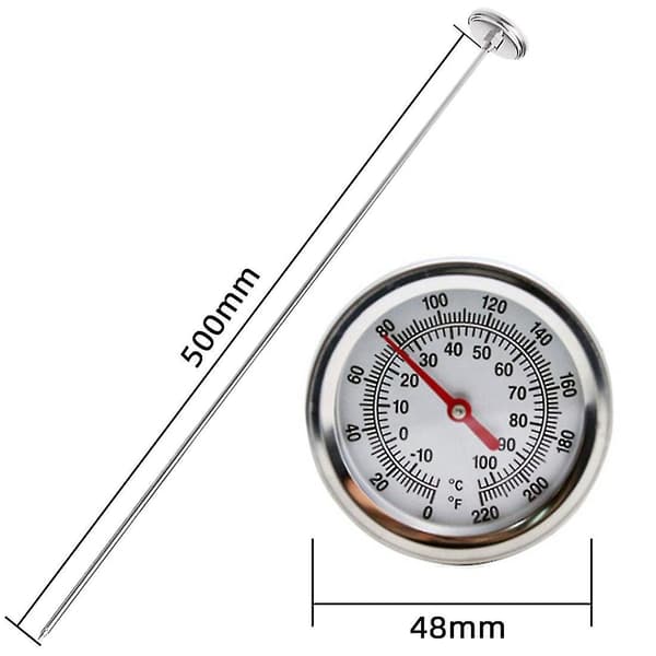 Kompostjordstermometer med Lång Skaft - Snabb Respons Rostfritt Stål 20 Tum - Mätprob - Fahrenheit och Celsius