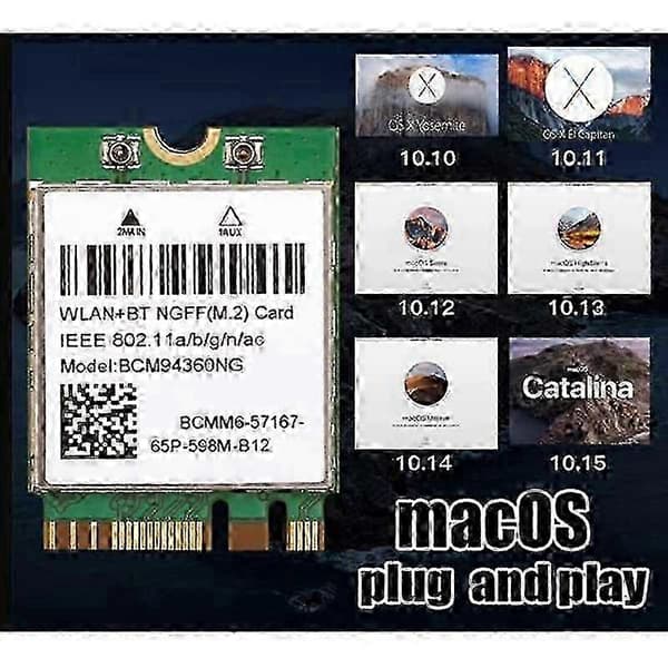 Højkvalitets splinternyt Dual Band 1200Mbps BCM94360NG WiFi-kort til MacOS