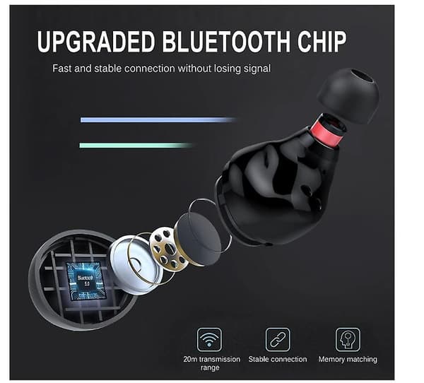 Trådløse ørepropper, Chronus 150 timer spilletid, IP8 vanntett Bluetooth-ørepropp med mikrofon, støyreduserende ørepropper (svart)