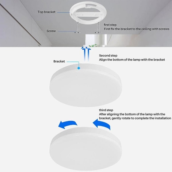 LED taklampe med 12W bevegelsessensor, lyd- og lysstyring, induksjons taklampe