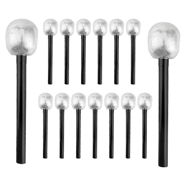15-pack Leksaksmikrofon Scenmik Silver Glittermikrofon för Cosplay Scenföreställning Rockstjärna Rekvisita Kar