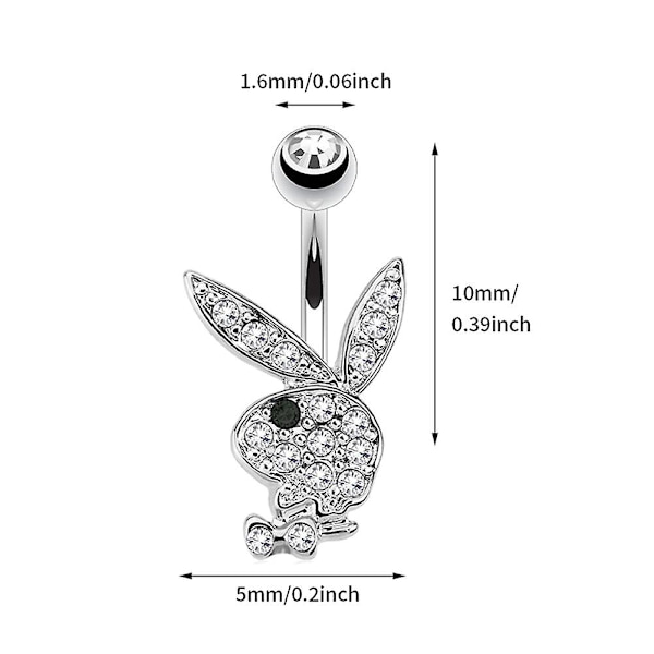Navelpiercing Smycken Dangle Söt Kanin Lätt Rostfritt Stål