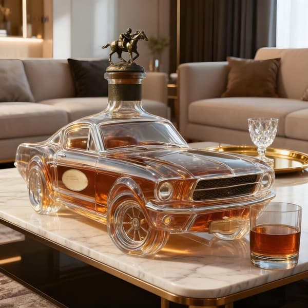 Whiskykaraff i borosilikatglas i bilform